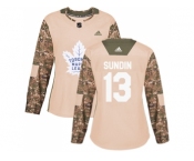 Women Adidas Toronto Maple Leafs #13 Mats Sundin Camo Authentic 2017 Veterans Day Stitched NHL Jersey