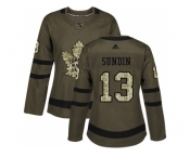 Women Adidas Toronto Maple Leafs #13 Mats Sundin Green Salute to Service Stitched NHL Jersey