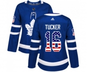 Women Adidas Toronto Maple Leafs #16 Darcy Tucker Authentic Royal Blue USA Flag Fashion NHL Jersey