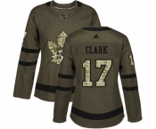 Women Adidas Toronto Maple Leafs #17 Wendel Clark Authentic Green Salute to Service NHL Jersey