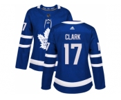 Women Adidas Toronto Maple Leafs #17 Wendel Clark Blue Home Authentic Stitched NHL Jersey