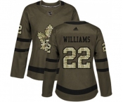Women Adidas Toronto Maple Leafs #22 Tiger Williams Authentic Green Salute to Service NHL Jersey