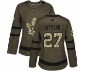 Women Adidas Toronto Maple Leafs #27 Darryl Sittler Authentic Green Salute to Service NHL Jersey
