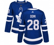 Women Adidas Toronto Maple Leafs #28 Tie Domi Authentic Royal Blue Home NHL Jersey