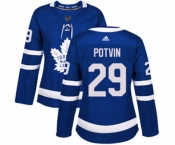 Women Adidas Toronto Maple Leafs #29 Felix Potvin Authentic Royal Blue Home NHL Jersey