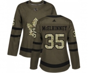 Women Adidas Toronto Maple Leafs #35 Curtis McElhinney Authentic Green Salute to Service NHL Jersey