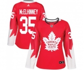 Women Adidas Toronto Maple Leafs #35 Curtis McElhinney Authentic Red Alternate NHL Jersey