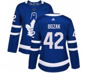 Women Adidas Toronto Maple Leafs #42 Tyler Bozak Authentic Royal Blue Home NHL Jersey