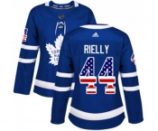 Women Adidas Toronto Maple Leafs #44 Morgan Rielly Authentic Royal Blue USA Flag Fashion NHL Jersey
