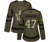 Women Adidas Toronto Maple Leafs #47 Leo Komarov Authentic Green Salute to Service NHL Jersey