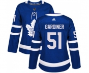 Women Adidas Toronto Maple Leafs #51 Jake Gardiner Authentic Royal Blue Home NHL Jersey