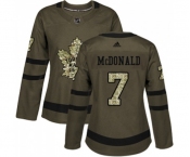 Women Adidas Toronto Maple Leafs #7 Lanny McDonald Authentic Green Salute to Service NHL Jersey