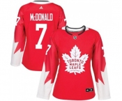 Women Adidas Toronto Maple Leafs #7 Lanny McDonald Authentic Red Alternate NHL Jersey