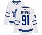 Women Adidas Toronto Maple Leafs #91 John Tavares Authentic White Away NHL Jersey