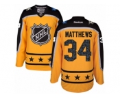 Women's Reebok Toronto Maple Leafs #34 Auston Matthews Authentic Yellow Atlantic Division 2017 All-Star NHL Jersey