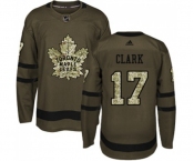 Youth Adidas Toronto Maple Leafs #17 Wendel Clark Authentic Green Salute to Service NHL Jersey