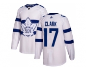 Youth Adidas Toronto Maple Leafs #17 Wendel Clark White Authentic 2018 Stadium Series Stitched NHL Jersey