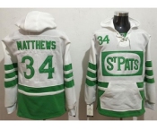 Toronto Maple Leafs #34 Auston Matthews White Green St. Patrick's Day Pullover NHL Hoodie