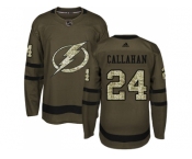 Youth Adidas Tampa Bay Lightning #24 Ryan Callahan Green Salute to Service Stitched NHL Jersey