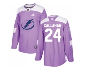 Youth Adidas Tampa Bay Lightning #24 Ryan Callahan Purple Authentic Fights Cancer Stitched NHL Jersey