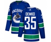 Men's Canucks #35 Thatcher Demko Blue Home Authentic Stitched Hockey Jersey