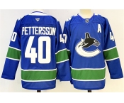 Men's Vancouver Canucks #40 Elias Pettersson Royal 2024-25 With A Patch Home Stitched Hockey Jersey Men's Vancouver Canucks #40 Elias Pettersson Royal 2024-25 With A Patch Home Stitched Hockey Jersey