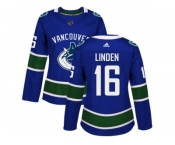 Women Adidas Vancouver Canucks #16 Trevor Linden Blue Home Authentic Stitched NHL Jersey