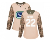 Women Adidas Vancouver Canucks #22 Daniel Sedin Camo Authentic 2017 Veterans Day Stitched NHL Jersey