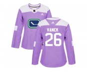 Women Adidas Vancouver Canucks #26 Thomas Vanek Purple Authentic Fights Cancer Stitched NHL Jersey