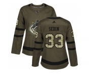 Women Adidas Vancouver Canucks #33 Henrik Sedin Green Salute to Service Stitched NHL Jersey