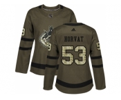 Women Adidas Vancouver Canucks #53 Bo Horvat Green Salute to Service Stitched NHL Jersey