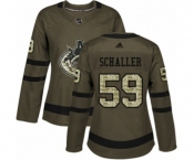 Women Adidas Vancouver Canucks #59 Tim Schaller Authentic Green Salute to Service NHL Jersey