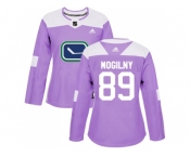 Women Adidas Vancouver Canucks #89 Alexander Mogilny Purple Authentic Fights Cancer Stitched NHL Jersey