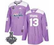 Men's Adidas Washington Capitals #13 Jakub Vrana Authentic Purple Fights Cancer Practice 2018 Stanley Cup Final NHL Jersey