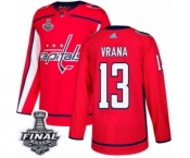 Men's Adidas Washington Capitals #13 Jakub Vrana Authentic Red Home 2018 Stanley Cup Final NHL Jersey