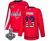 Men's Adidas Washington Capitals #13 Jakub Vrana Authentic Red USA Flag Fashion 2018 Stanley Cup Final NHL Jersey