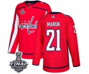 Men's Adidas Washington Capitals #21 Dennis Maruk Authentic Red Home 2018 Stanley Cup Final NHL Jersey