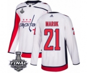 Men's Adidas Washington Capitals #21 Dennis Maruk Authentic White Away 2018 Stanley Cup Final NHL Jersey