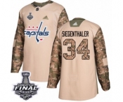 Men's Adidas Washington Capitals #34 Jonas Siegenthaler Authentic Camo Veterans Day Practice 2018 Stanley Cup Final NHL Jersey