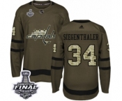 Men's Adidas Washington Capitals #34 Jonas Siegenthaler Authentic Green Salute to Service 2018 Stanley Cup Final NHL Jersey