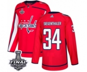 Men's Adidas Washington Capitals #34 Jonas Siegenthaler Premier Red Home 2018 Stanley Cup Final NHL Jersey