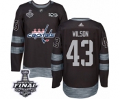 Men's Adidas Washington Capitals #43 Tom Wilson Authentic Black 1917-2017 100th Anniversary 2018 Stanley Cup Final NHL Jersey