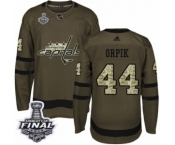 Men's Adidas Washington Capitals #44 Brooks Orpik Authentic Green Salute to Service 2018 Stanley Cup Final NHL Jersey
