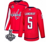 Men's Adidas Washington Capitals #5 Rod Langway Authentic Red Home 2018 Stanley Cup Final NHL Jersey