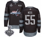 Men's Adidas Washington Capitals #55 Aaron Ness Authentic Black 1917-2017 100th Anniversary 2018 Stanley Cup Final NHL Jerse