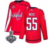 Men's Adidas Washington Capitals #55 Aaron Ness Authentic Red Home 2018 Stanley Cup Final NHL Jersey