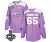 Men's Adidas Washington Capitals #65 Andre Burakovsky Authentic Purple Fights Cancer Practice 2018 Stanley Cup Final NHL Jersey