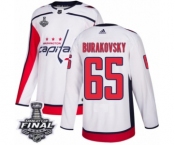 Men's Adidas Washington Capitals #65 Andre Burakovsky Authentic White Away 2018 Stanley Cup Final NHL Jersey