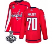 Men's Adidas Washington Capitals #70 Braden Holtby Authentic Red Home 2018 Stanley Cup Final NHL Jersey