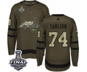 Men's Adidas Washington Capitals #74 John Carlson Authentic Green Salute to Service 2018 Stanley Cup Final NHL Jersey
